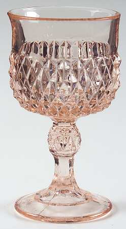 Diamond Point Pink Wine Glass