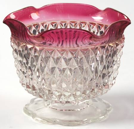 Diamond Point Ruby Candle Bowl