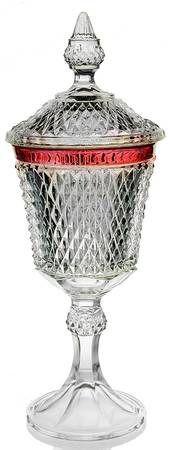 Diamond Point Ruby Footed Urn & Lid
