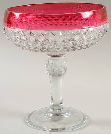 Diamond Point Ruby Candy Dish No Lid