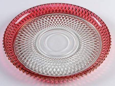 Diamond Point Ruby 12" Torte Plate