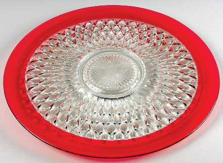 Diamond Point Ruby Large Torte Plate
