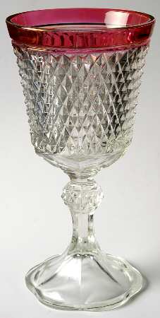 Diamond Point Ruby Footed Urn No Lid
