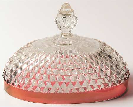 Diamond Point Ruby Lid for Oval Covered Butter