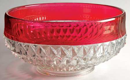 Diamond Point Ruby 10" Round Bowl