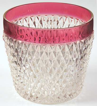 Diamond Point Ruby Ice Bucket
