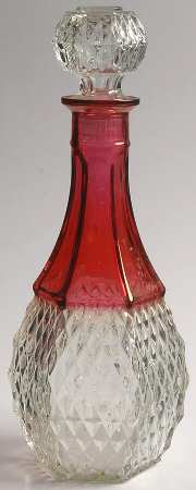 Diamond Point Ruby Decanter & Stopper