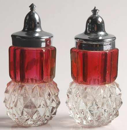 Diamond Point Ruby Shaker Set & Plastic Lids