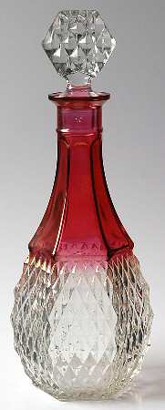 Diamond Point Ruby Decanter & Stopper