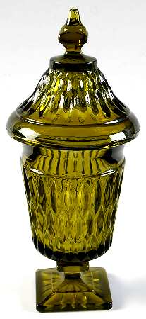 Mt. Vernon Green Footed Candy Dish & Lid