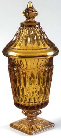 Mt. Vernon Amber Candy Dish & Lid
