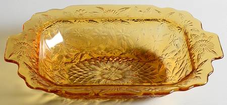 Pineapple and Floral Amber Oval Vegetable Bowl