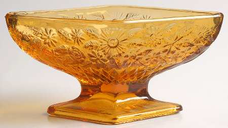 Pineapple and Floral Amber 3" X 6" Diamond Shape Compote
