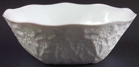 Pineapple and Floral Milk Glass 7" Large Fruit Bowl