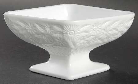 Pineapple and Floral Milk Glass 3" X 6" Diamond Shape Compote