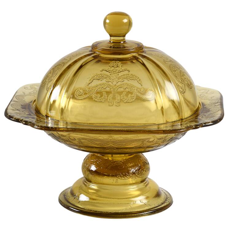 Recollection Amber Footed Candy Dish & Lid