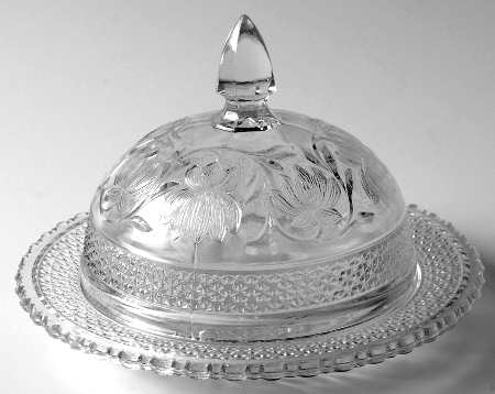 Rose Point Band Round Covered Butter