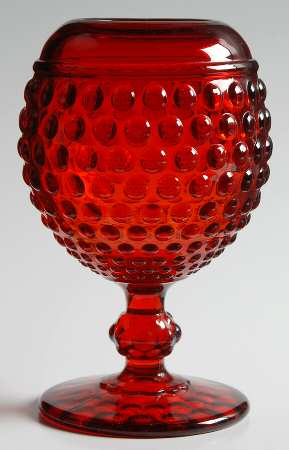 Early American Hobnail Ruby Footed Ivy Ball Vase