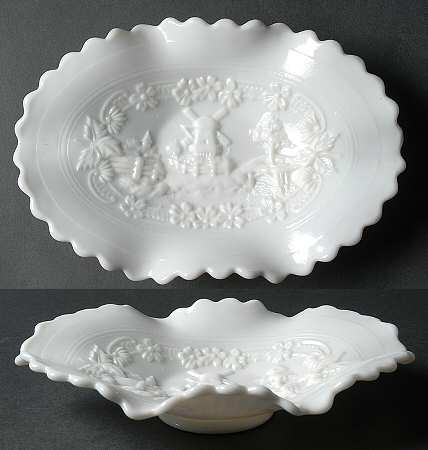 Windmill Milkglass Pickle Dish