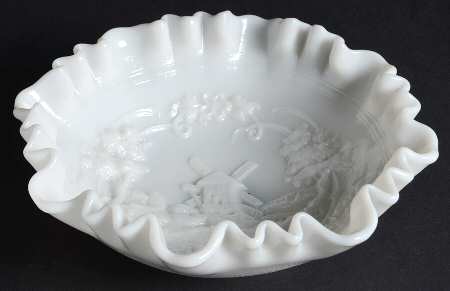Windmill Milkglass 8" Round Crimped Bowl