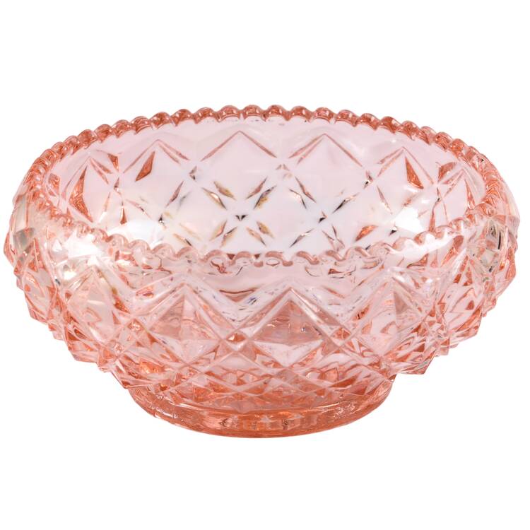 Diamond Block Pink 4" Cupped Bowl