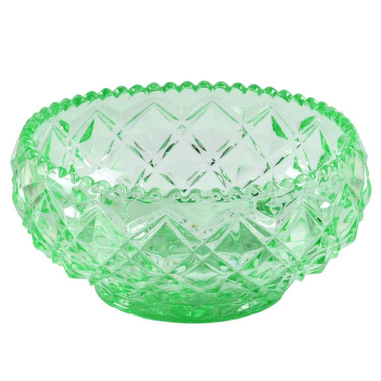 Diamond Block Green 4" Cupped Bowl