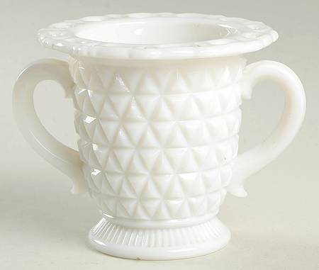 Laced Edge Milk Glass Footed Open Sugar