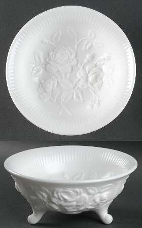 Rose Milk Glass 7" 3-Toed Footed Bowl