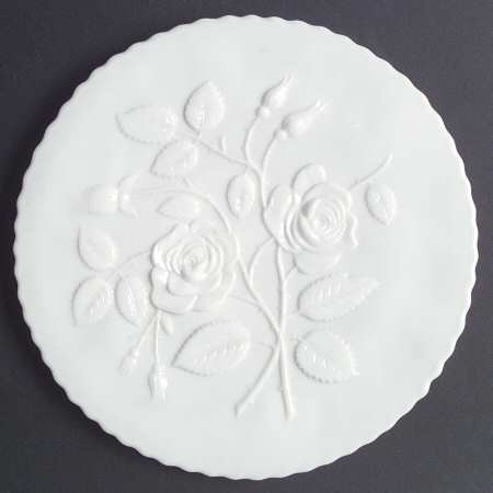 Rose Milk Glass Round Canape Serving Platter