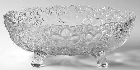 Daisy and Button with Narcissus Clear 9" 3-Toed Footed Bowl