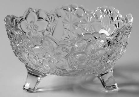 Daisy and Button with Narcissus Clear 4" 3-Toed Footed Bowl