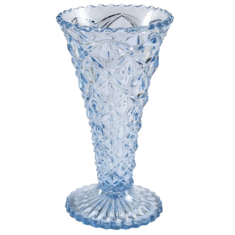 Diamond Block Blue 6" Flower Vase