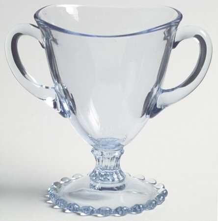 Candlewick Viennese Blue Beaded-Base Open Sugar
