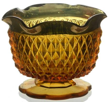 Diamond Point Amber (Gold Trim) Candle Bowl