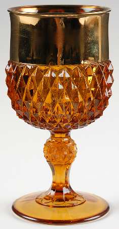 Diamond Point Amber (Gold Trim) by Indiana Glass