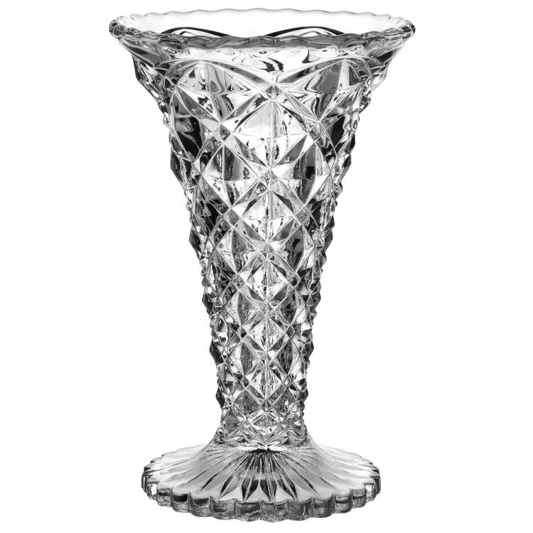 Diamond Block Clear 6" Flower Vase