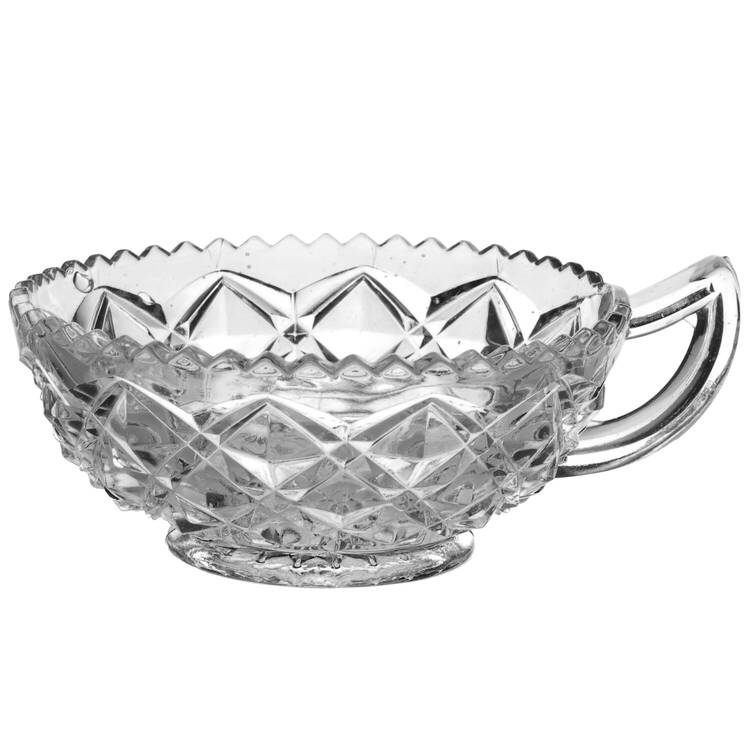 Diamond Block Clear Footed Handled Open Jam/Jelly