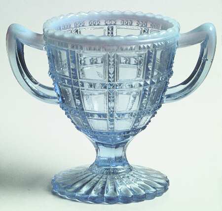 Beaded Block Blue Opalescent by Imperial Glass-Ohio
