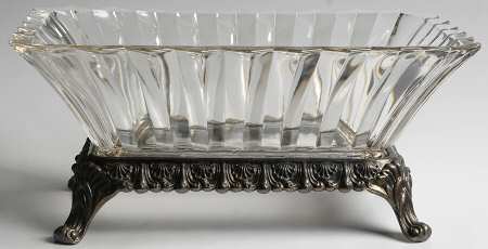 1005 Clear 11" Rectangular Bowl & Metal Stand