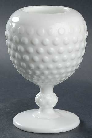 Hobnail Milkglass Footed Ivy Ball Vase