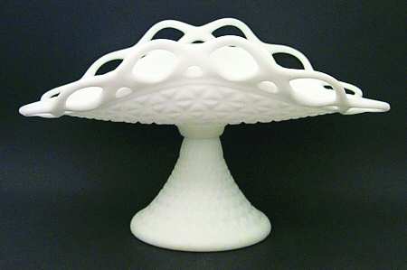 Laced Edge Milk Glass Frosted Banana Stand