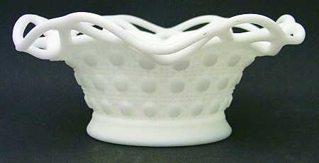 Laced Edge Milk Glass Frosted 5" Round Crimped Bowl