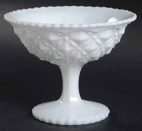 Diamond Block Milk Glass Open Jam/Jelly