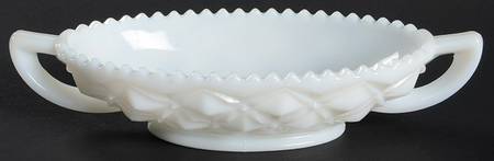 Diamond Block Milk Glass Pickle Dish