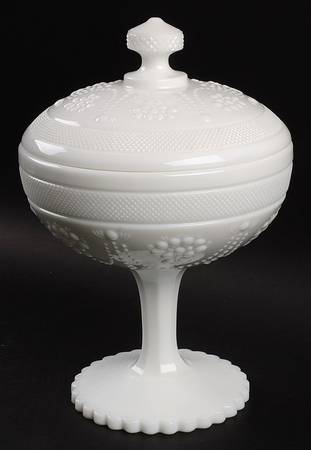 Chroma Milk Glass Compote & Lid