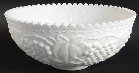 Vintage Grape Milk Glass Doeskin Punch Bowl