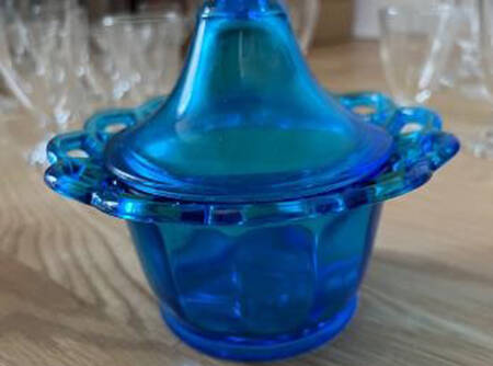 Laced Edge Antique Blue Candy Box & Lid