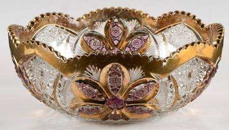 Ferris Wheel Flashed Gold 8" Round Bowl