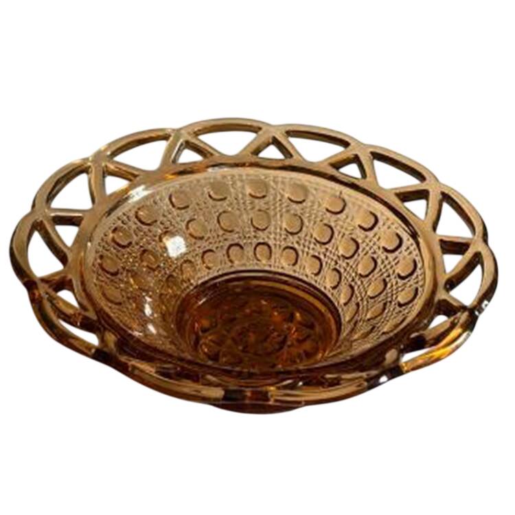 Laced Edge Amber (Sugar Cane) 6" Round Bowl