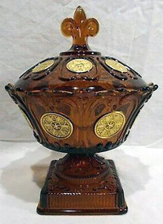 Antique Buttons Amber Wedding Bowl with Lid